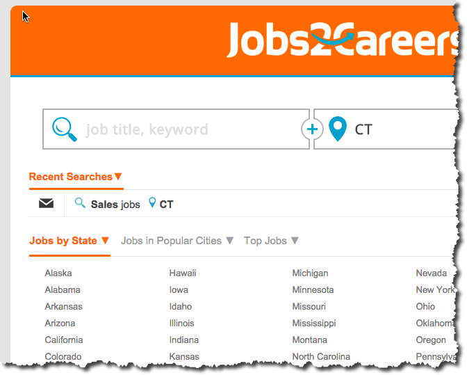 I prefer job sites that break out location links right on the homepage for easy access.