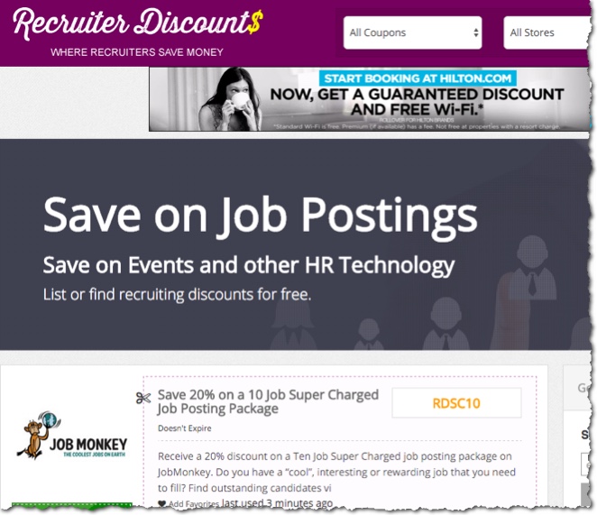 recruiter discounts and deals