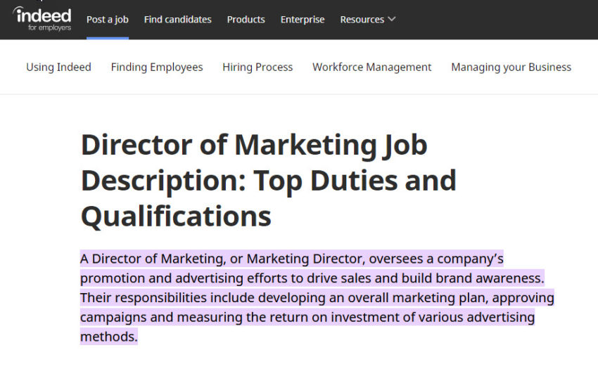 job descriptions for SEO